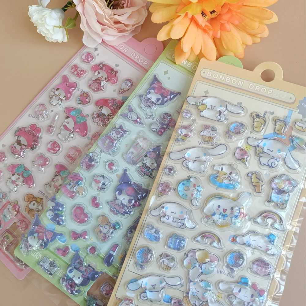 @ ملصقات Hello Kitty Cinnamoroll Melody Kuromi المقاومة للماء، ملصقات جيلي يدوية، مجموعة هاتف لعبة، ملصقات هدية عيد ميلاد #3