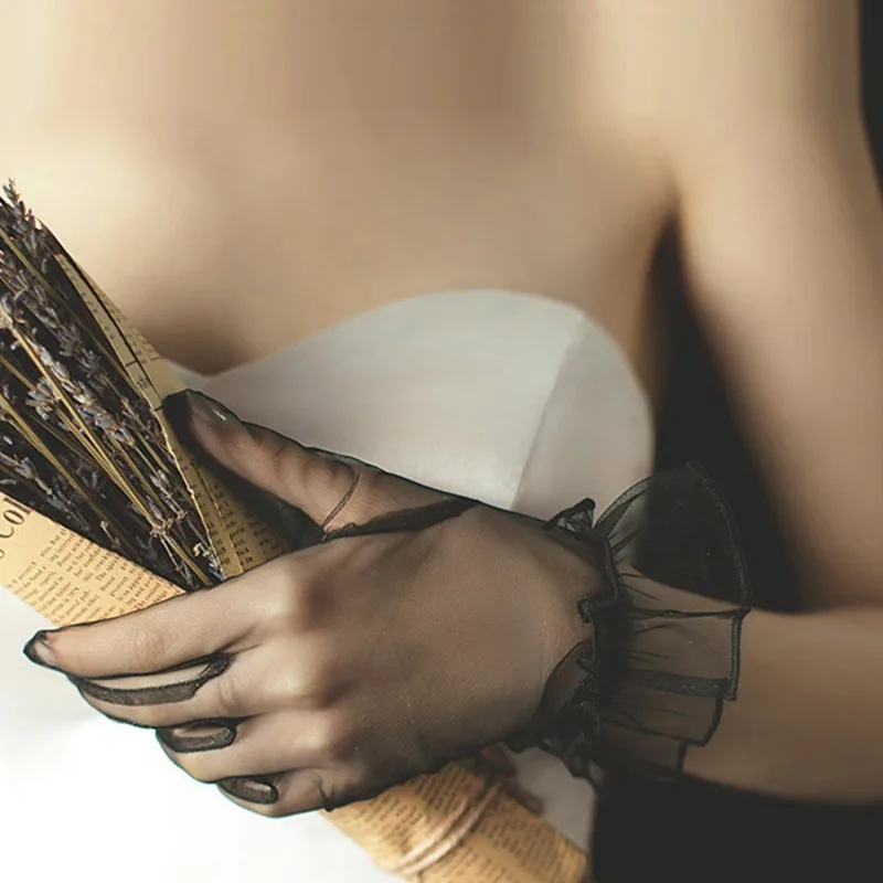 

1 пара коротких прозрачных перчаток-нарукавников, однотонные, для свадебного платья, для ежедневной фотосъемки, свадебные аксессуары