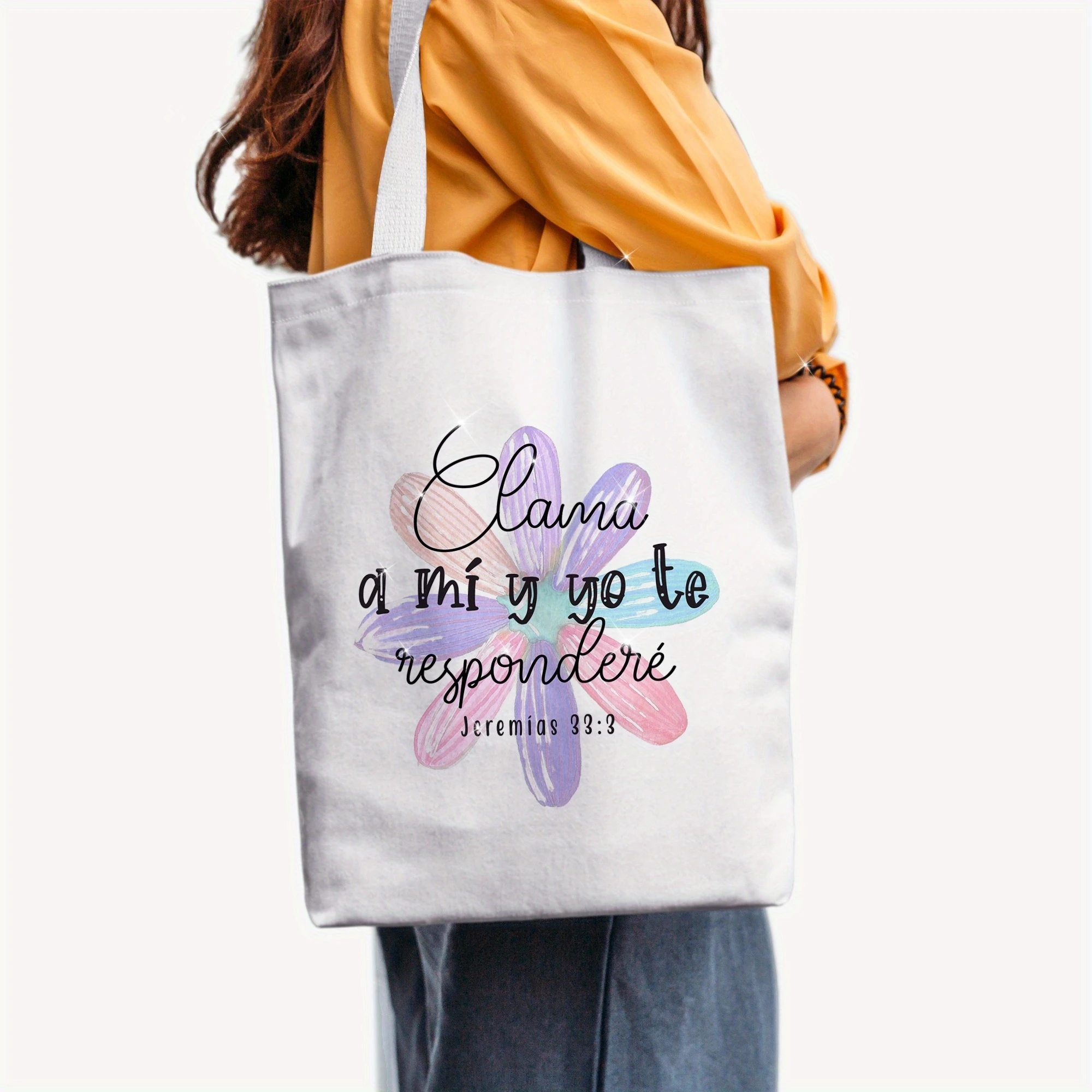 

Spanish Element 1pc Women'S Tote Bag, Featuring Christian Bible Quotes, a Printed Tote Bag That Is Perfect for Shopping. It Is S