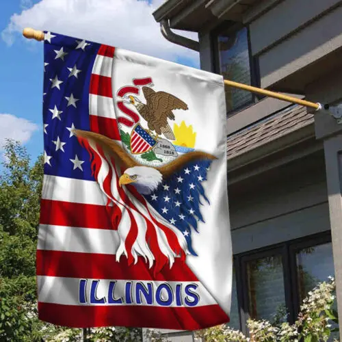 Illinois Eagle Flag Garden Flag