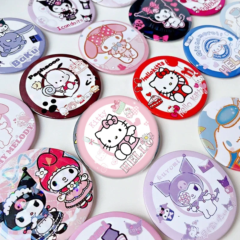 

Kawaii Cartoon Tin Badge and Chest Badge Cinnamorolls Kuromis Pochaccos Hellos Kittys Cute Brooch Backpack Pendant Gift Anime