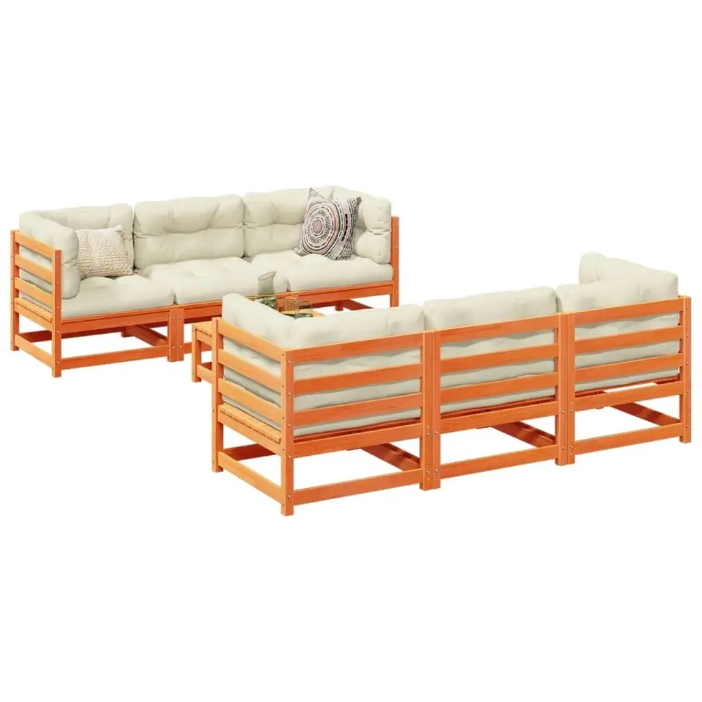 

Elegant Garden Sofa Set Wax Brown Cream Outdoor Furniture Stylish Cushions Durable Weather Resistant Comfortable Seating