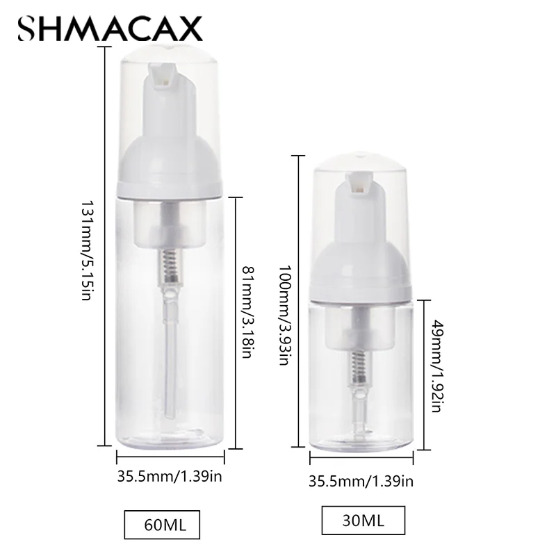 5Pcs 30/60ml Foam Pump Bottle Empty Face Cleaner Cosmetic Bottles Soap Dispenser Refillable Hand Sanitizer