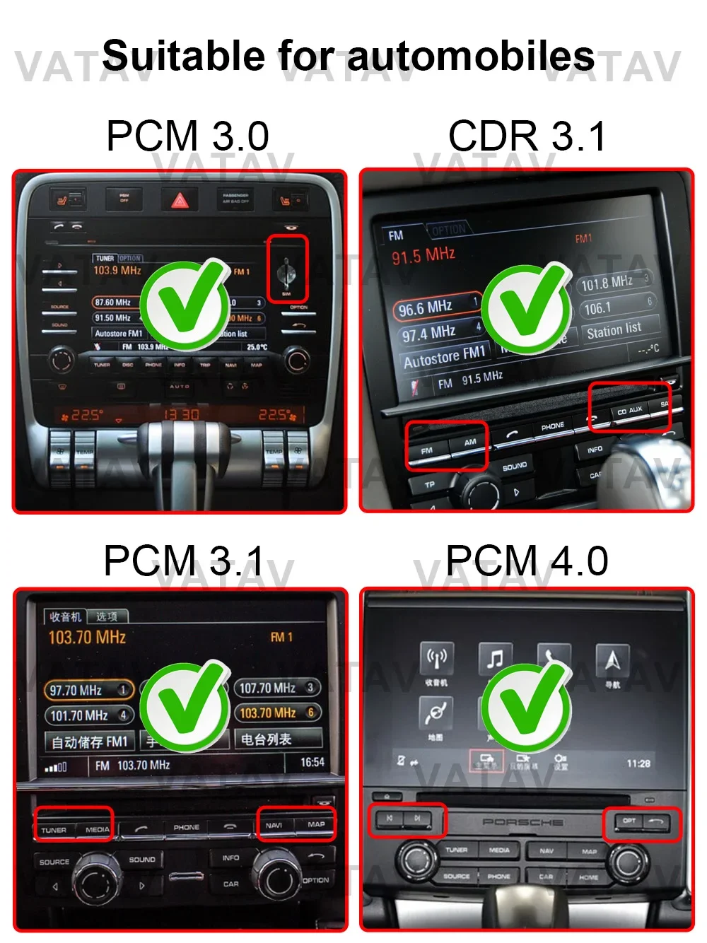 Screen Update Wireless CarPlay AndroidAuto Retrofit Kit for Porsche 911 Cayenne 718 Panamera Macan with PCM 3.0 3.1 4.0 System