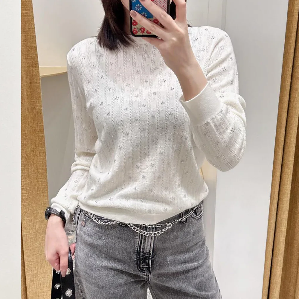 

Comfortable Casual round Neck Long Sleeve Short Knitted Sweater MaSandeM Spring 2026 New Arrival Fashion Ladies' Knitwear