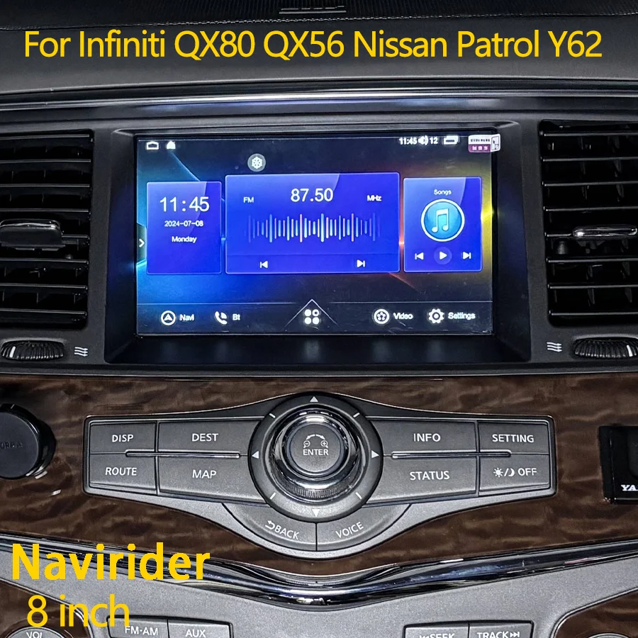 

8-дюймовый QLED-экран, автомагнитола Android 15 для Infiniti QX80 QX56 Nissan Patrol Y62, GPS, Carplay, Android Auto, мультимедийный видеоплеер