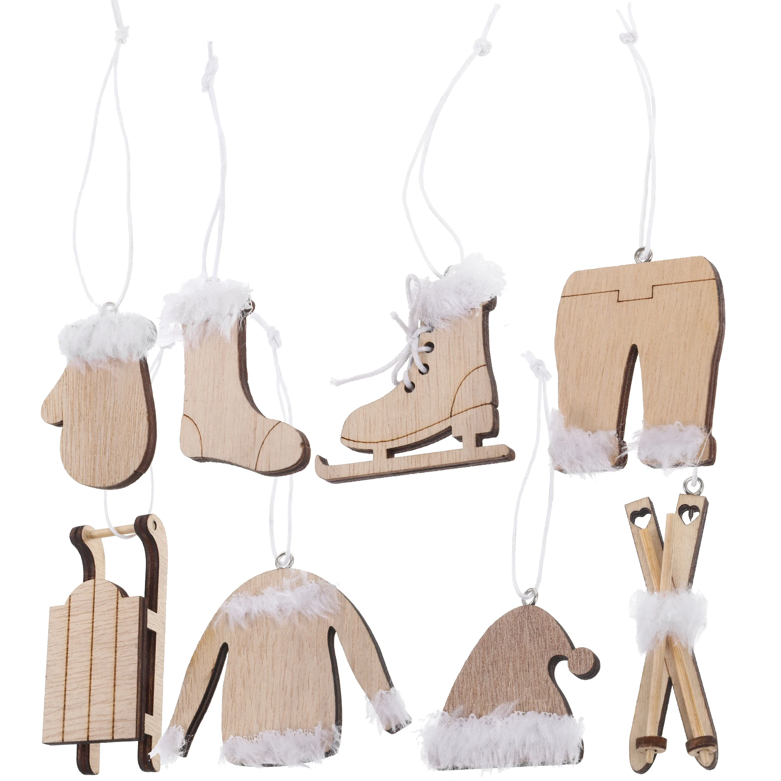 

8Pcs Christmas Wooden Sleigh Decors Exquisite Xmas Tree Pendants Home Office Decor Wooden Sleigh Decors Xmas Pendants