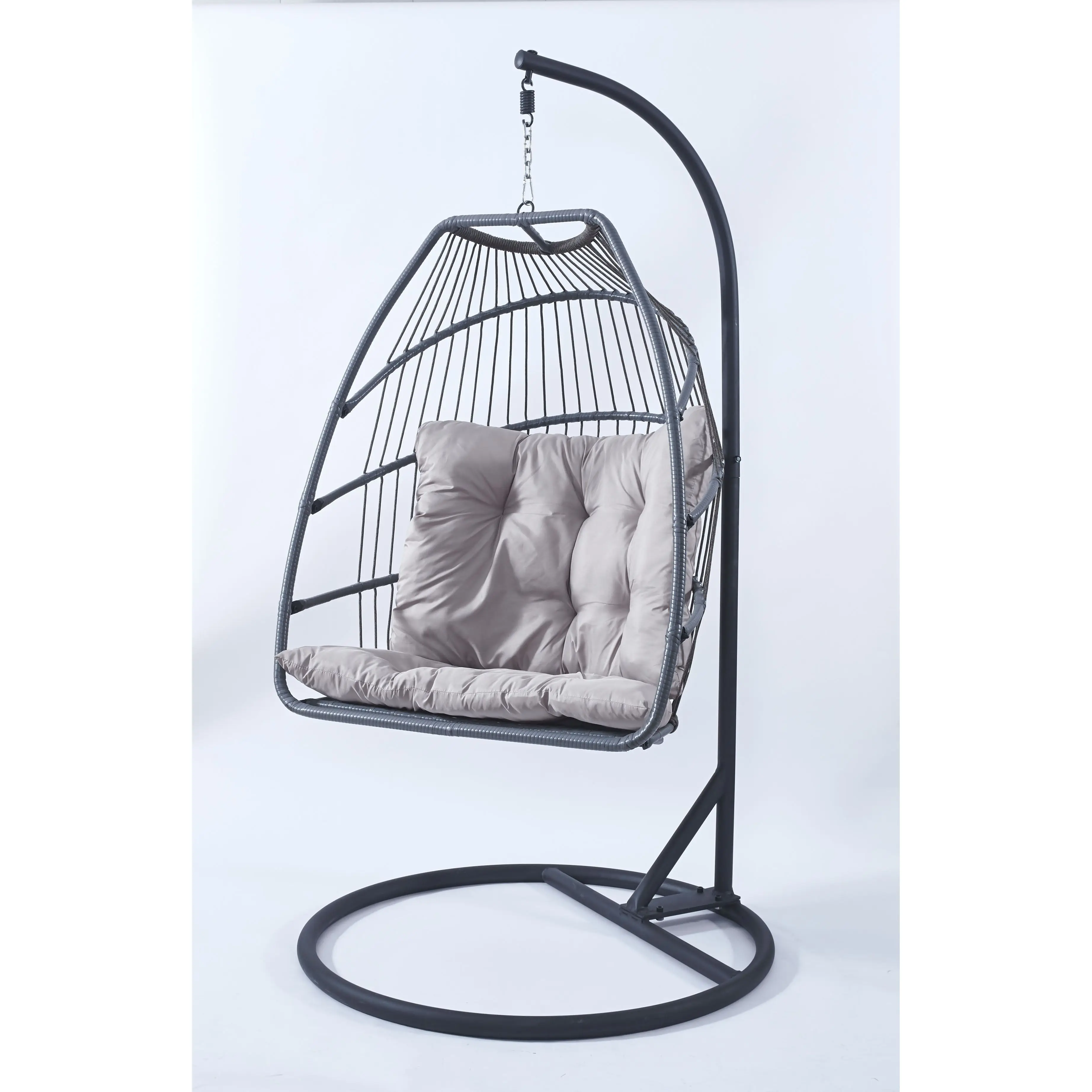 * Adult Size Swing Metal Indoor Swingset Round Patio Swings Foldable Modern pink Hanging Egg Chair with Foot Rest