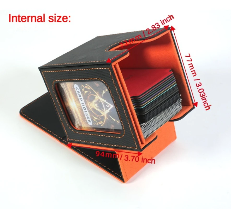 100+ Load Trading Card Deck Box with 2 Dividers Game Card Storage Box PU Magnet Sports Card Deck Case Holder