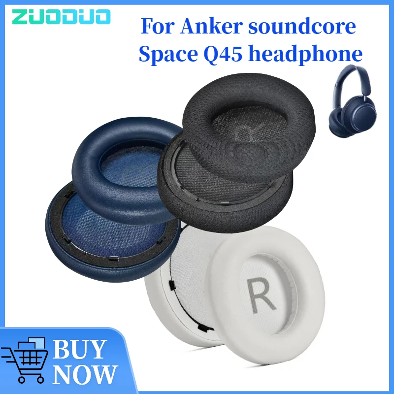 

ZUODUO Replacement Leather Sleeve Cooling Gel Earmuff for Anker soundcore Space Q45 Headphones Comfortable to wearl Ear Pad