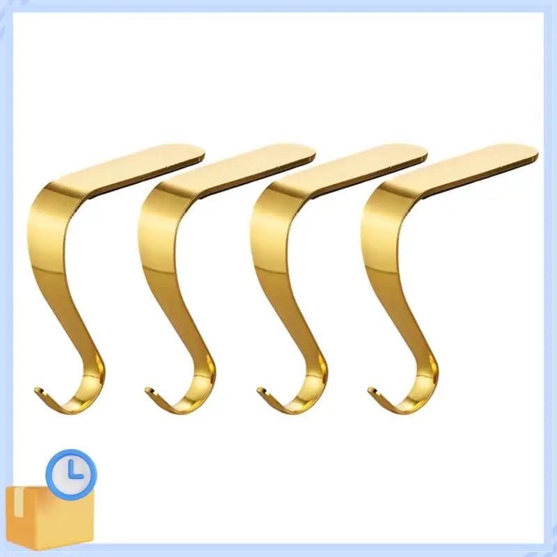 Popular Christmas Stocking Holders Xmas Fireplace Hanger Hooks Holiday Mantel Garland Clips Metal Grips Set Of 4 (Gold) Easy Ins
