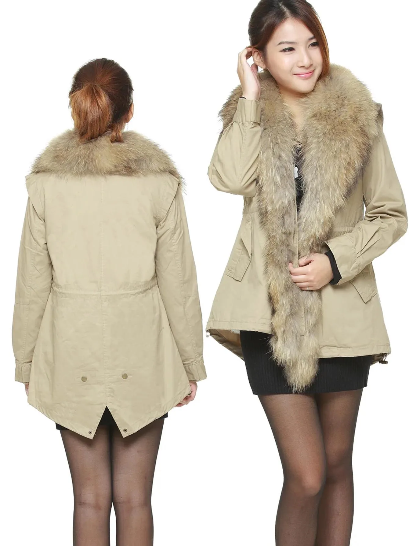 Maomaokong women winter coats  new Korean version Natural scorpion fur collar Cotton padded long section Winter coat female park