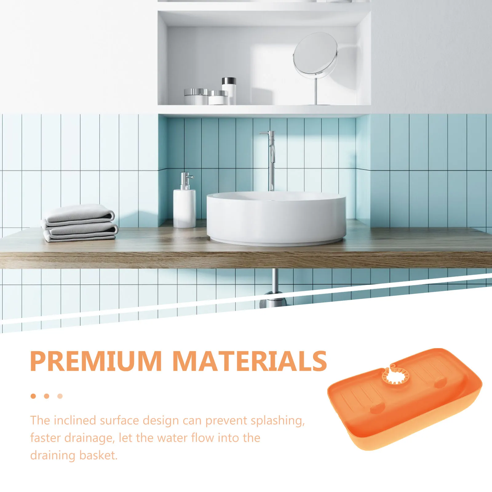 

Kitchen Sink Faucet Guard Splashing-Proof Draining Rack Anti-Splashing Mat Adjustable Hole Sponge Storage Basket