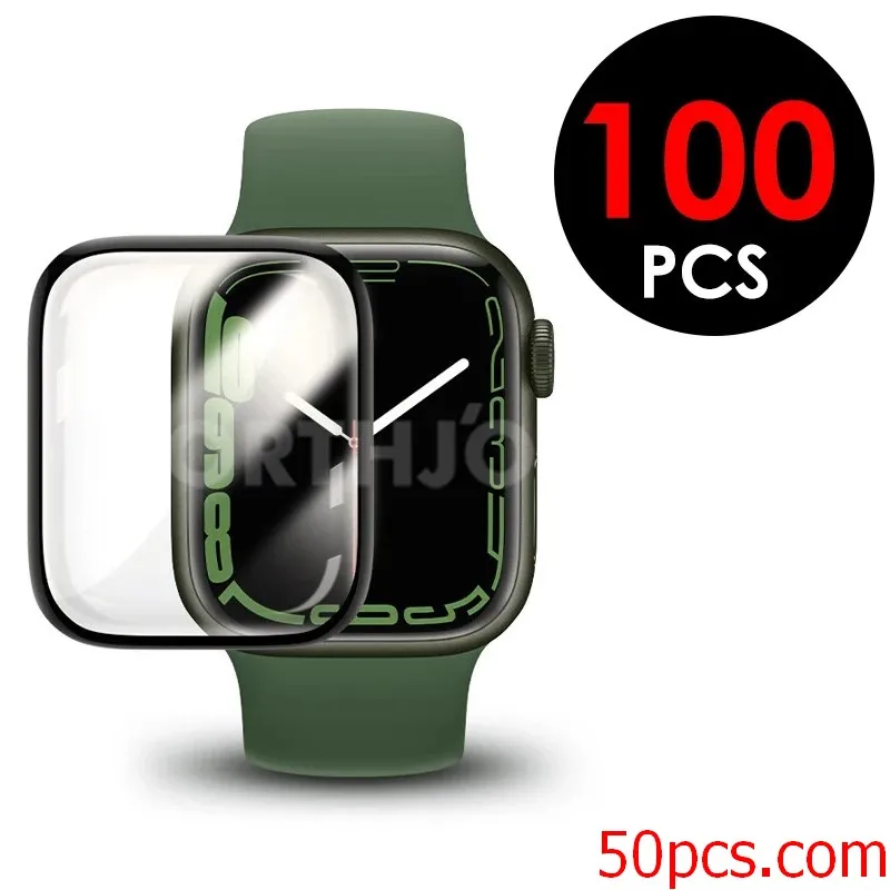 100pcs For Apple Watch Ultra 2 Series 9 S 8 7 6 49mm 38mm 42mm 40mm 44mm 41mm 45mm 3D Full cover PMMA Soft Screen Protector Film