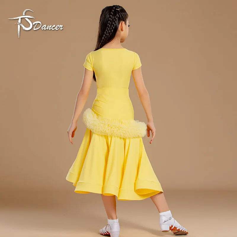 

2026 Spring/Summer Children's Latin Dance Nylon Short-Sleeved Cake Elegant Practice Set for Modern Dance Dancing Three-Piece Set