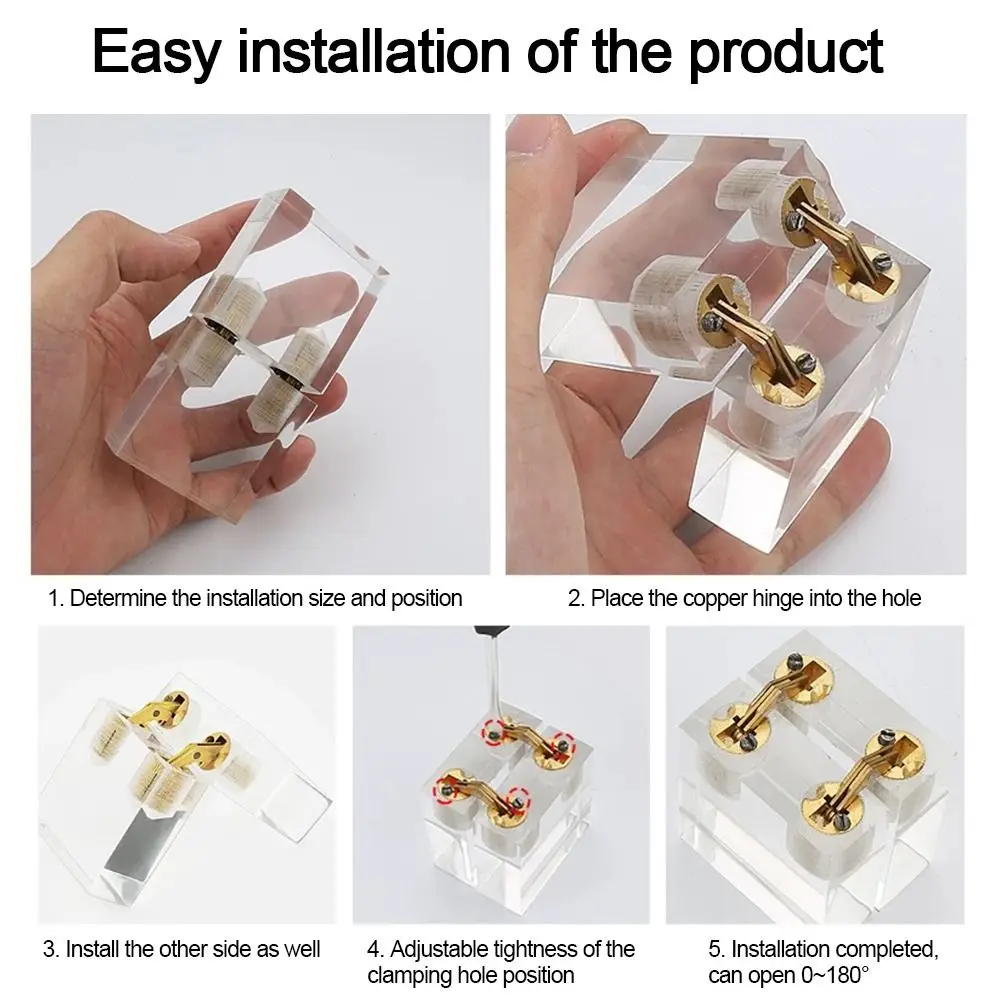 Brass Barrel Hinges Hidden Invisible Cabinet Furniture Hinges Concealed 180 Degree Opening Angle 8-18mm