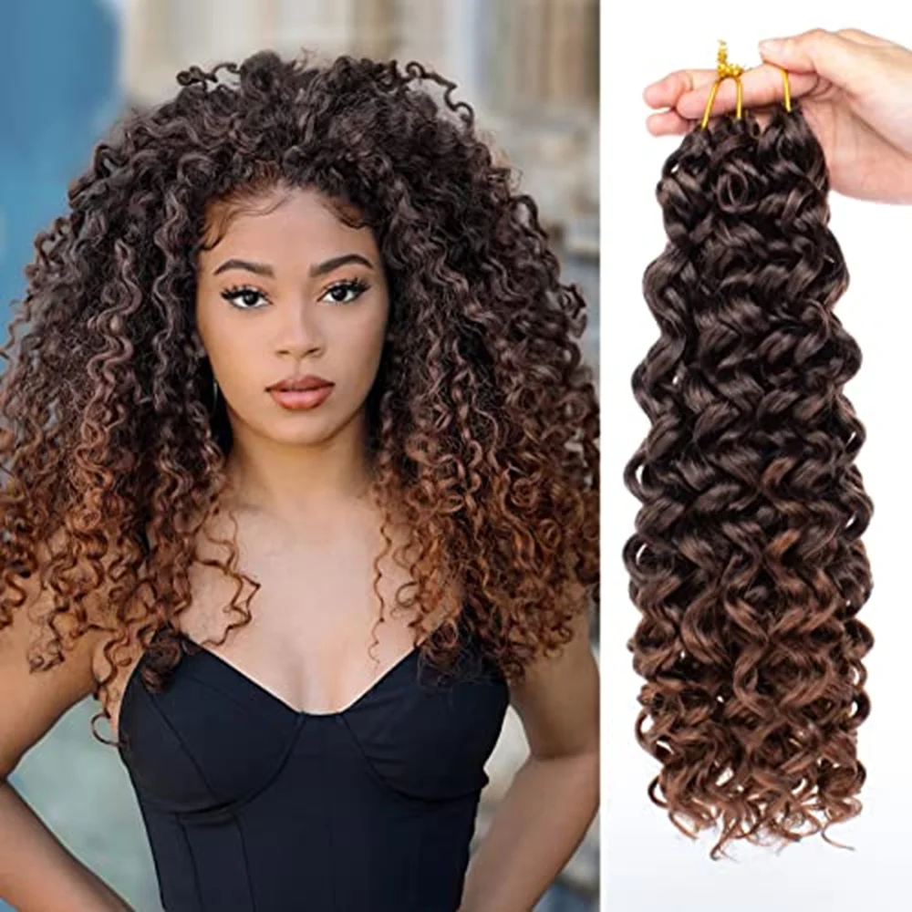

14-дюймовые синтетические плетение волос Gogo Curl Beach Curl Water Wave Tangle Free Пляжное плетение крючком Наращивание волос для женщин