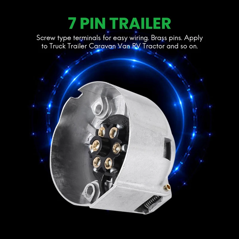 4Set Trailer Accessories- 7 Pin Trailer Plug 12V Rv Sockets Towbar Towing 7Pin Metal Trailer Connectors