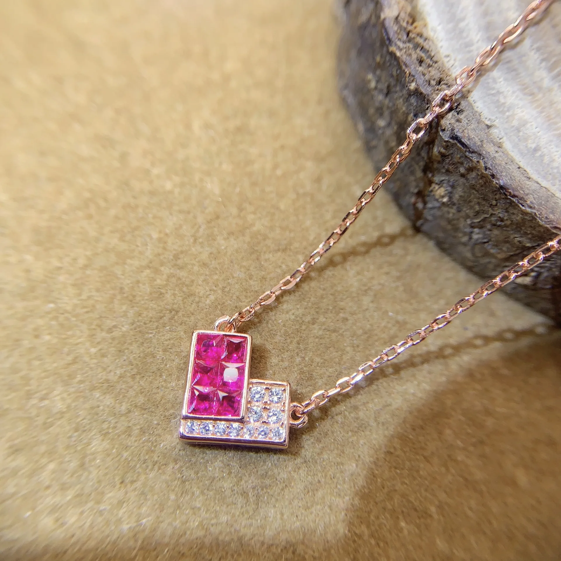 S925 Silver Ruby Necklace, 2x2mm Geometric Heart, Dainty & Meaningful for Everyday Elegance & Romantic Moments