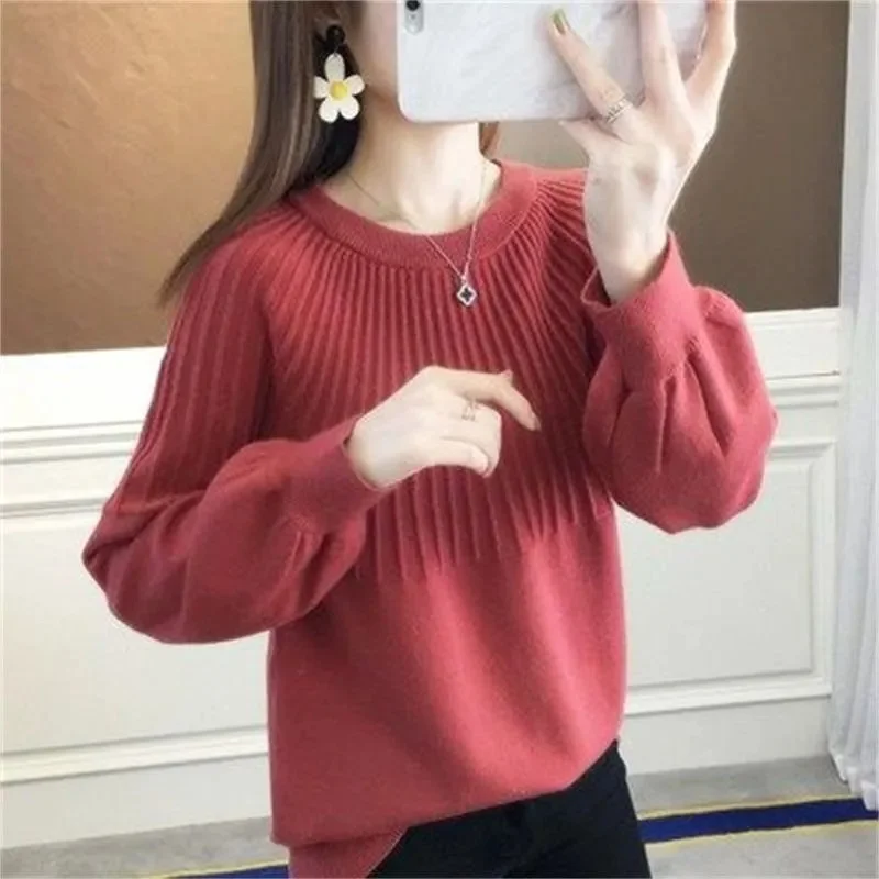 2024 New-coming Autumn Winter Tops O-Neck Pullovers Sweaters Primer shirt long sleeve Short Korean Slim-fit tight sweater