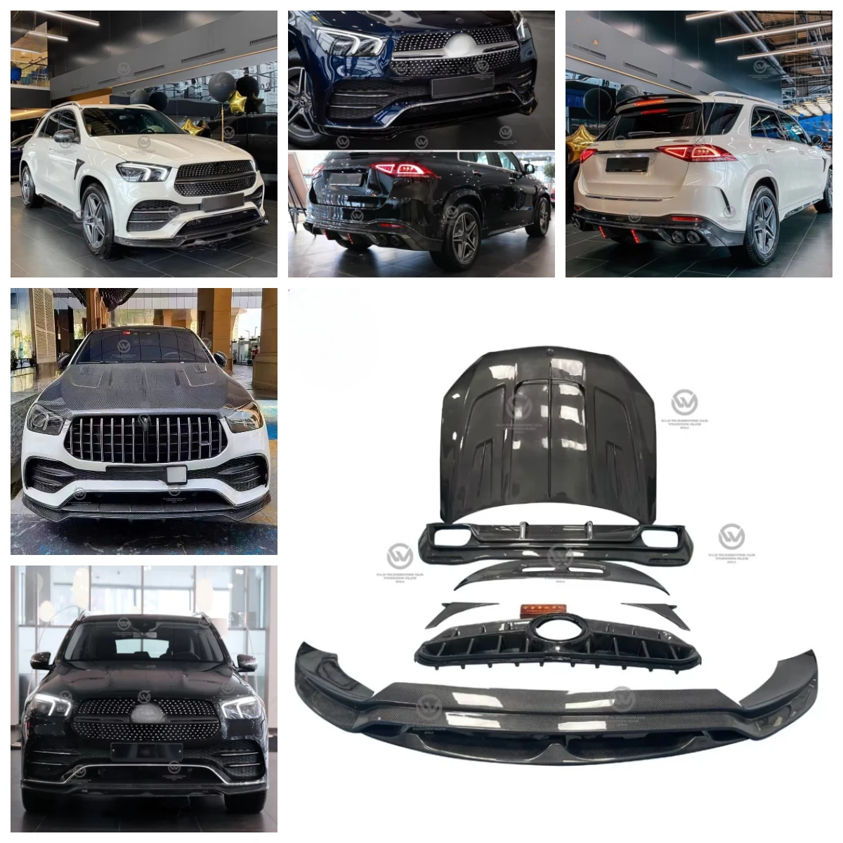 Dream Garage Carbon Fiber Body Kit Front Lip Diffuser Spoiler Side Skirt Vent Trim For Benz GLE SUV W167 GLE350 GLE4