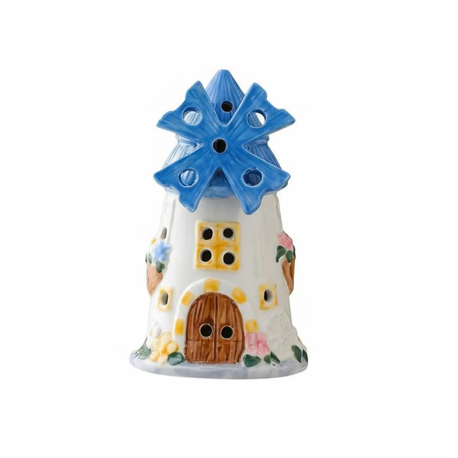 Ceramic Night Light Delicate Porcelain Windmill Cottage for Kids Bedside and Gift Decoration