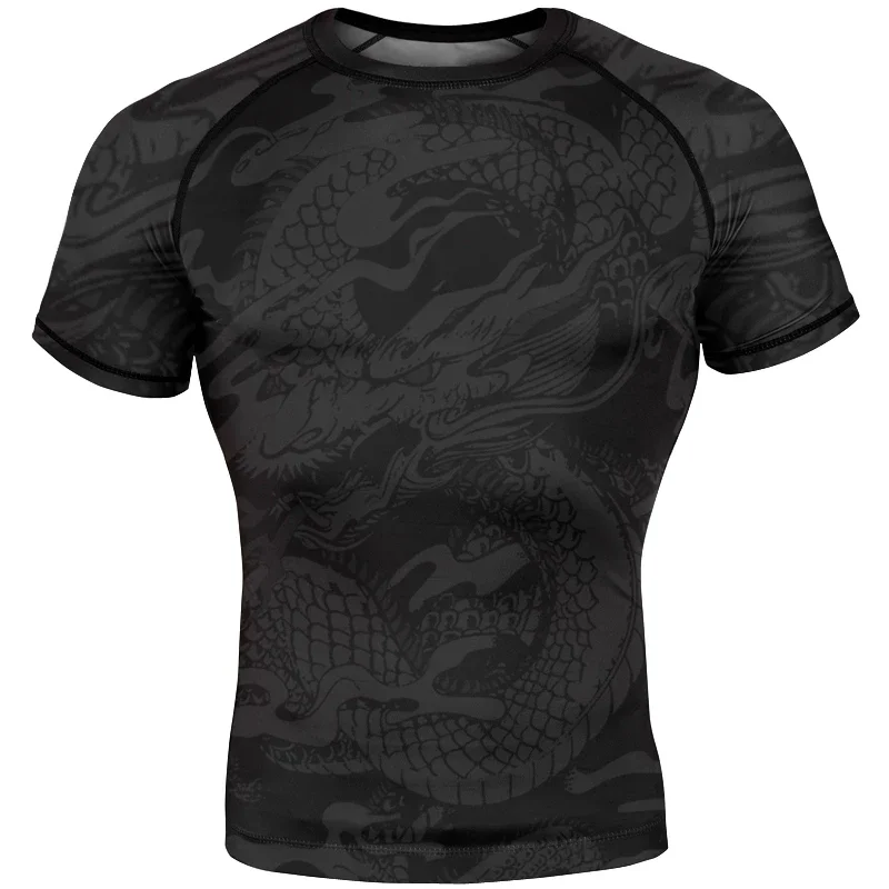 Drachenmuster Herren 3D-Gedrucktes Schnelltrocknendes Atmungsaktives Sport-T-Shirt Boxen Brazilian Jiu-Jitsu Team Training Familien-Optik Stil – Detail 6