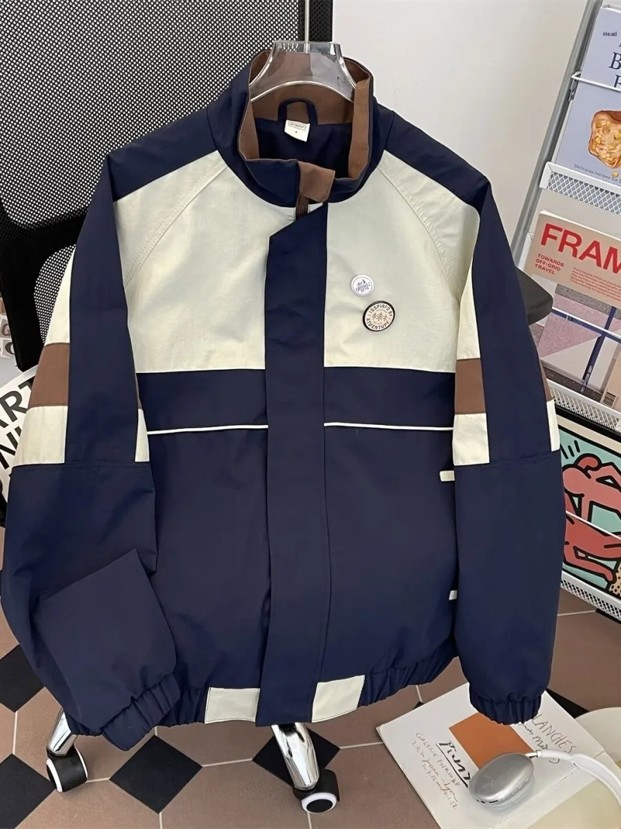 

Loose Men's Jaet 2025 Spring Autumn Sli Streetwear Hong Kong Sle Casual Coat Korean Harajuku Trend Polyester Material