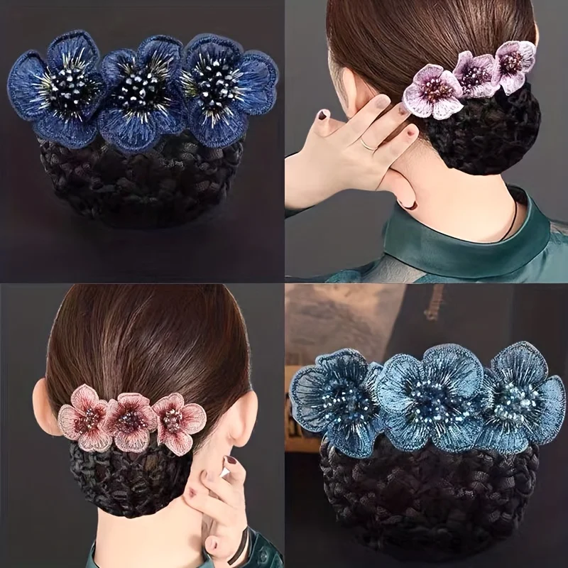 Elegant Beaded Floral Hair Net for Women - Sophisticated Vintage Style Accessory, Perfect for Professionals & Special Occasions