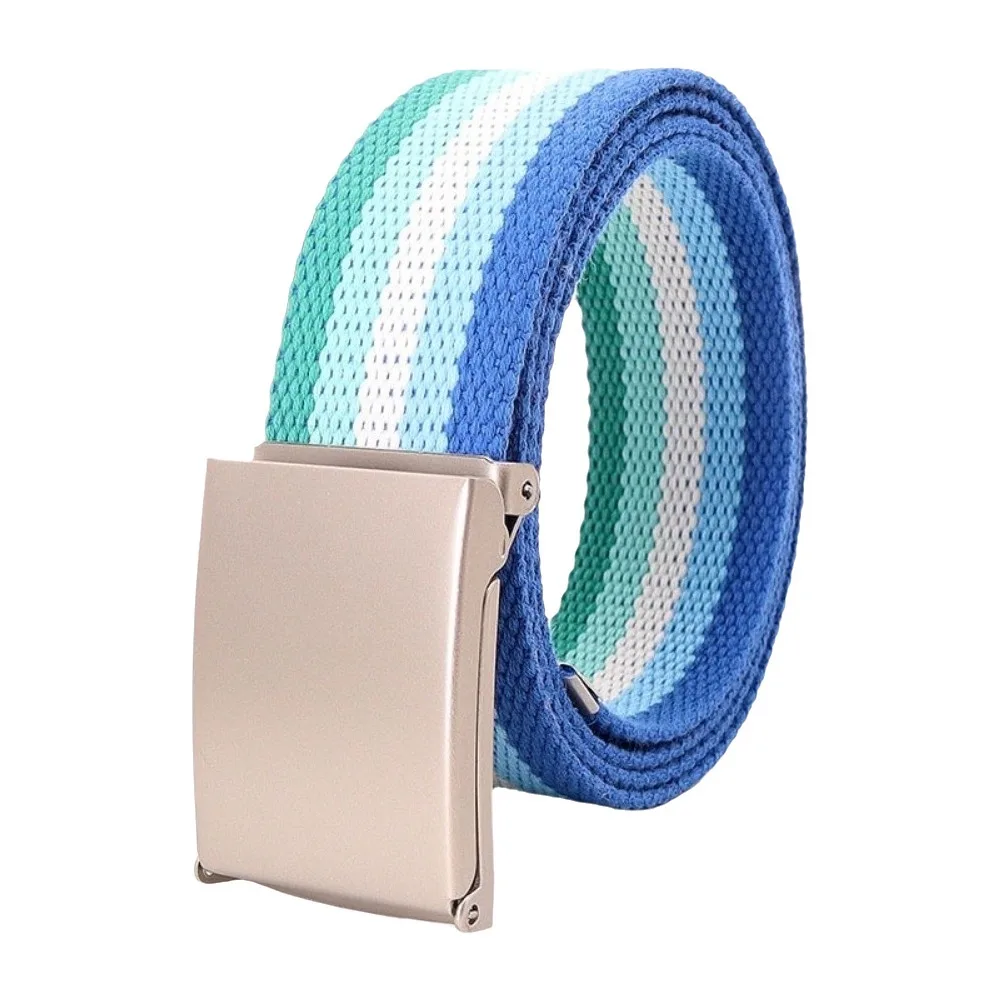 Soft Metal Buckle Canvas Waist Belt Stripe Multifunctional Men's Business Belt Jeans Accessories Adjustable Nylon Belt Male