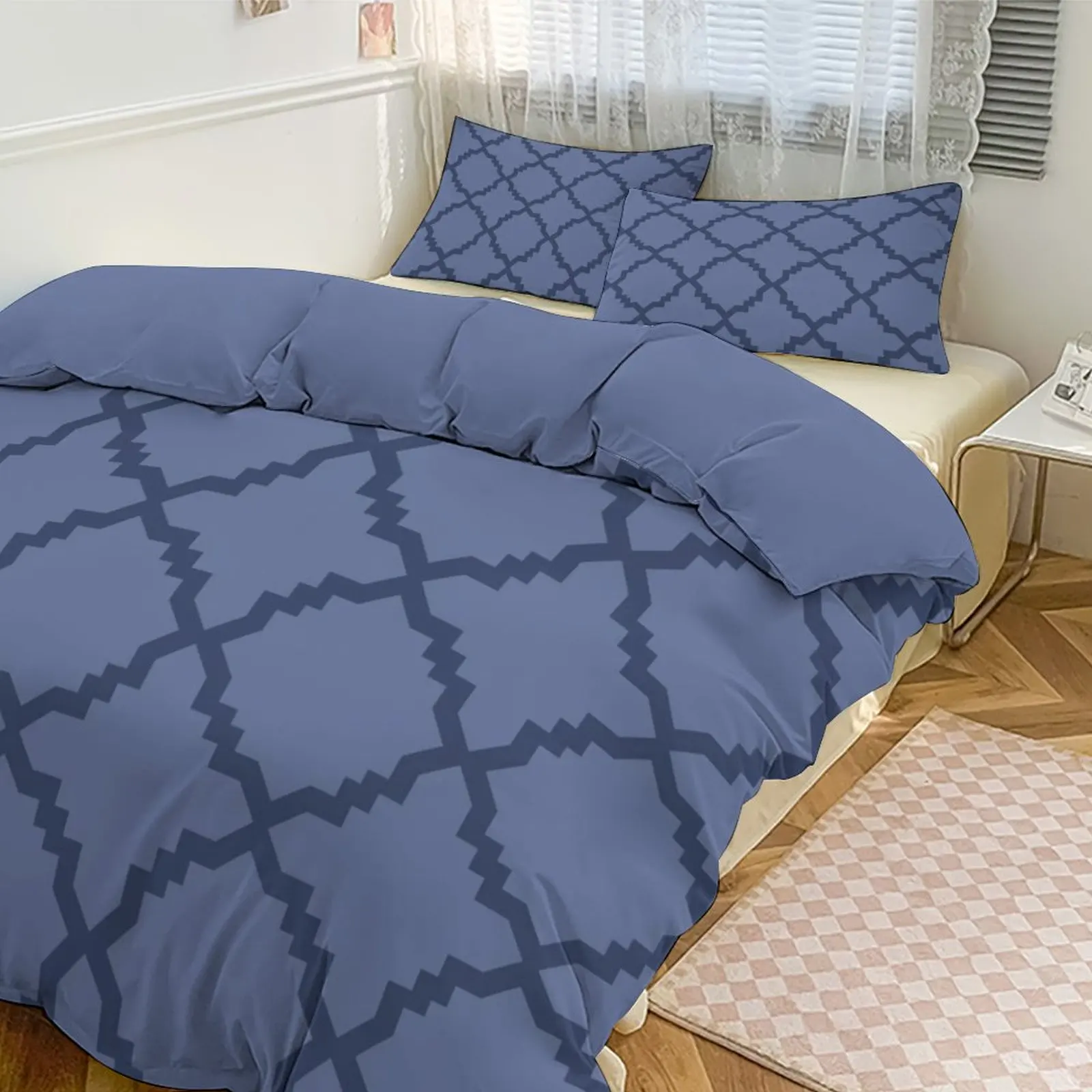 

Geometric Pattern Brushed Bedding Set, 1 Duvet Cover + 2 Pillowcases, for Home/Hotel