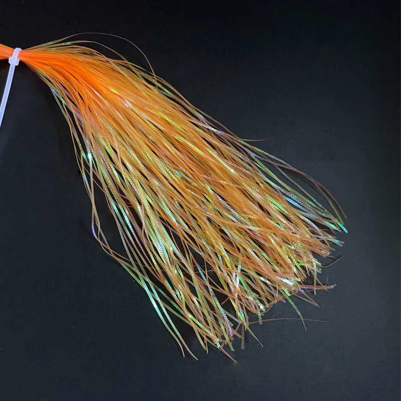 CONTEMPLATOR 2packs 1mm Gliss\'N Glow Iridescent Fly Tying Materials 28cm long Rainbow Fish Skin Tentacles Corrugated Strands