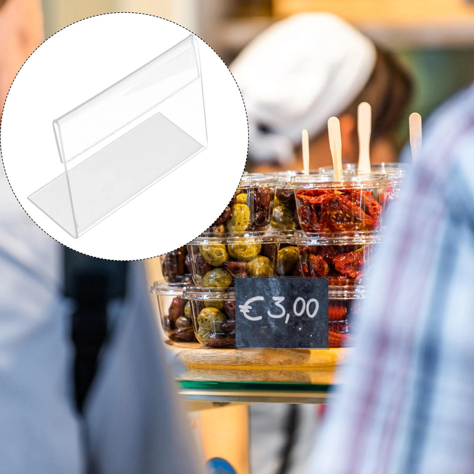 

5 Sets Acrylic L-shaped Price Tags 75x55mm Retail Labels Versatile Rack Display Stand Reusable Storage Menu Price Holder