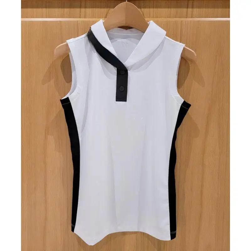 Ladies Summer Golf Athletic Shirts Elastic Fabric Quick Dry Breathable Comfort All Match Sleeveless Short Sleeve Top