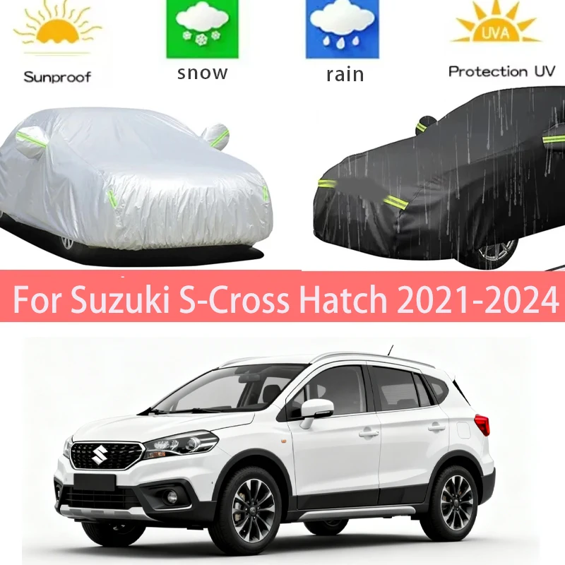 

For Suzuki S-Cross Hatch 2021-2024 Full Car Covers Outdoor Sun Anti UV Rain Snow Dust Protection Oxford Cloth Accessories