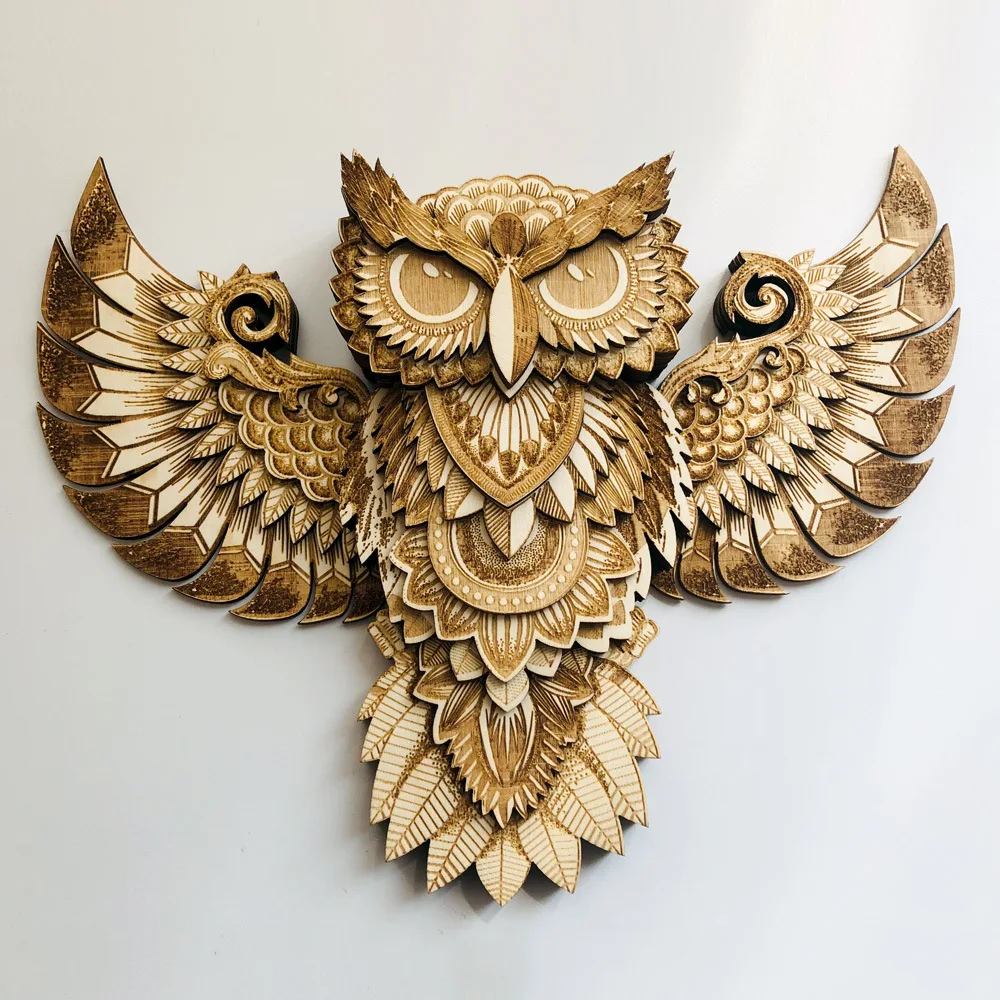 

Cute Wooden Owl Adornment Hanging Wall Decoration Owl Ornament for Home Decortive Owl Handicraft Pendant Room Decor Wall Art