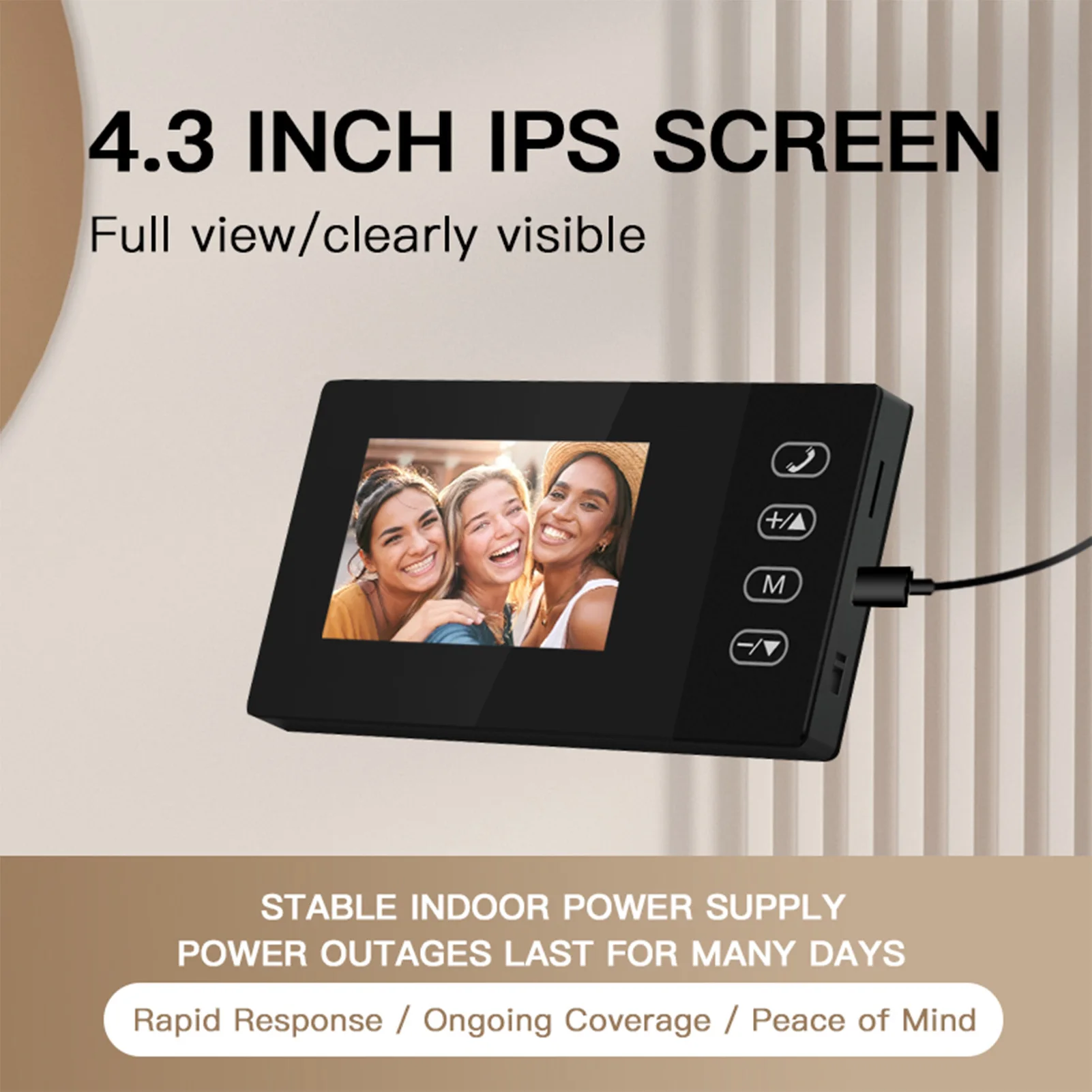 2.4G Wireless Video Doorbell Camera with Display Screen 4.3 Inch IPS Screen Video Door Phone Camera Kits Night Viewing