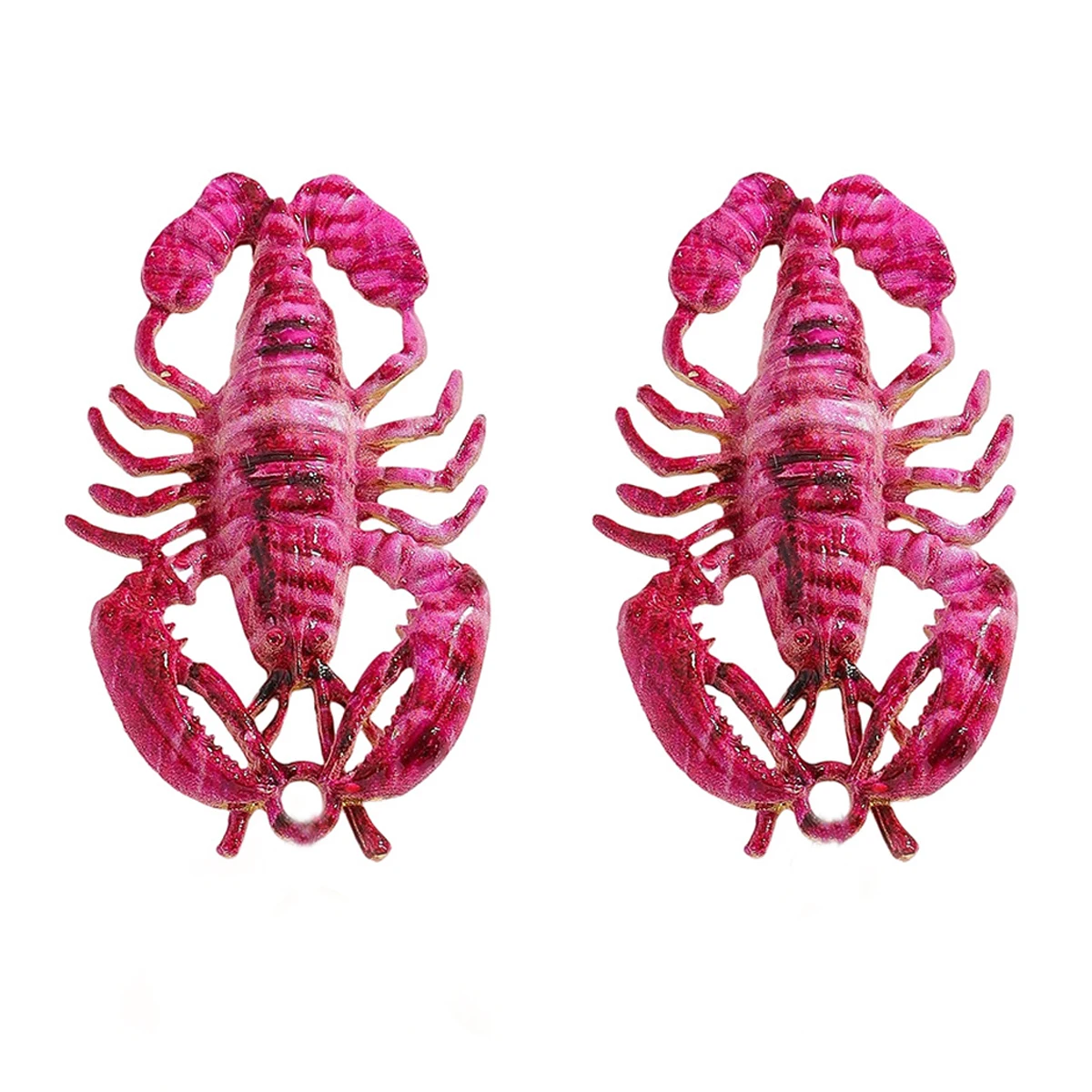 Creative Pink Lobster Dangle Earrings Summer Women Accessories Statement Marine Creature Metal Pendant Earrings Beach Jewelry
