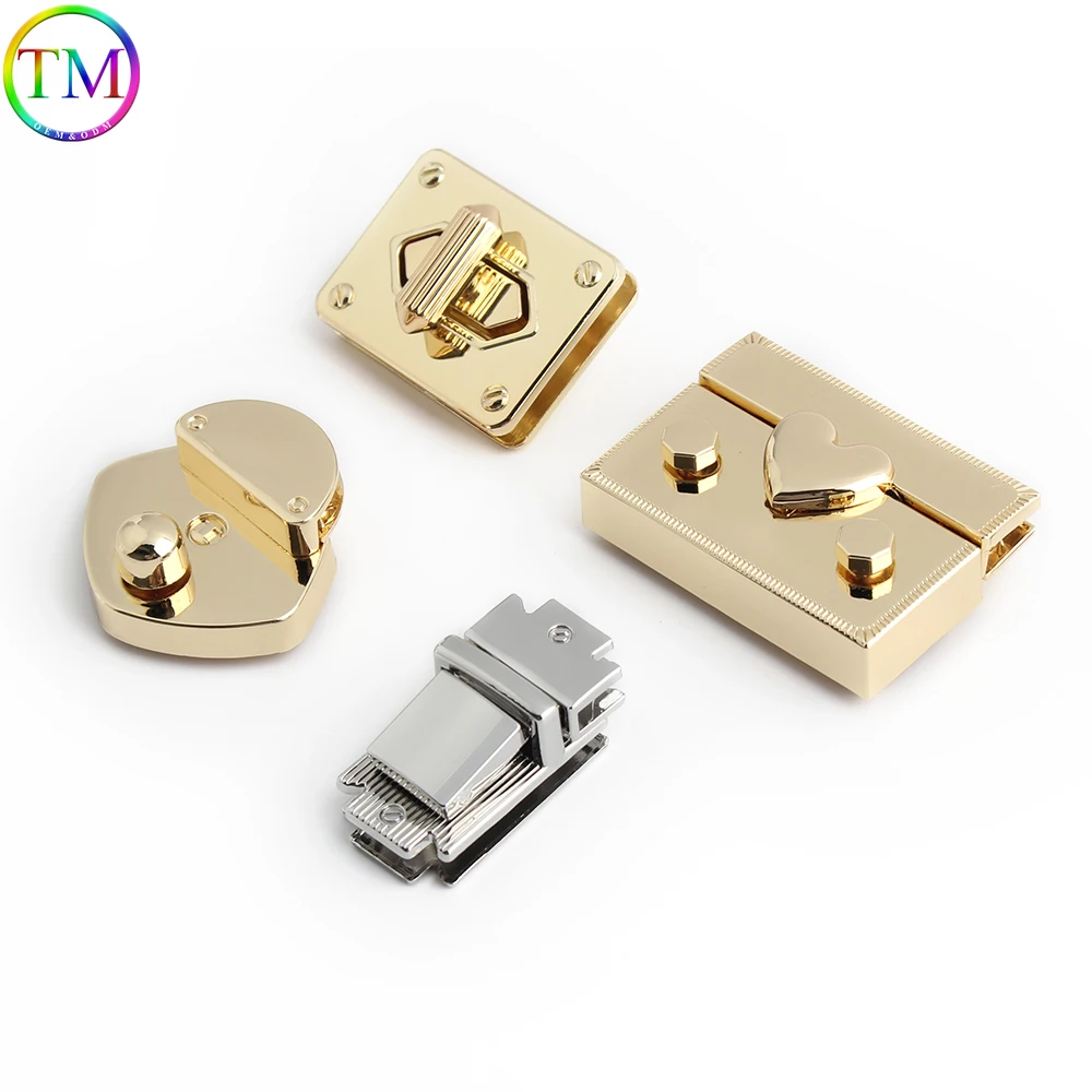 Gold Rectangle Clasp Turn Lock Twist Locks Closure Bag Buckle for DIY Women Bag Handbag Purse Hardware Luggage Bags Accessories