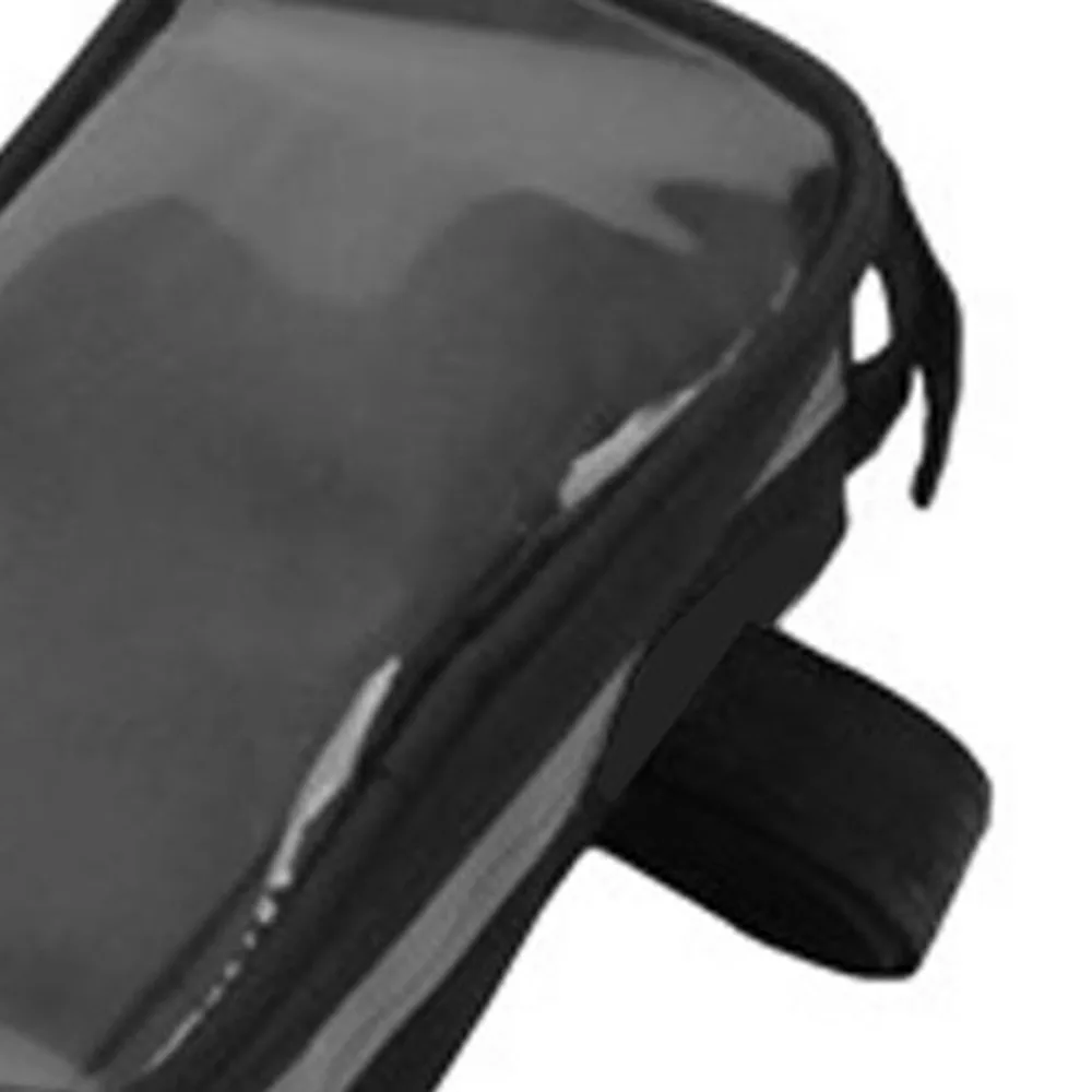 600D Nylon , TPU Bike Touchscreen Phone Bag Hook and Loop Straps with Reflective Side Strips Bicycle Phone Bag Compact