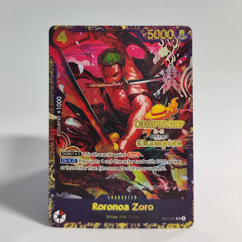 Self Made Proxy  One Piece Japanese ST21-015 Roronoa Zoro Championship 25ｰ26 Trophy Card 1st 2nd 3rd Collection Card Toy view 4