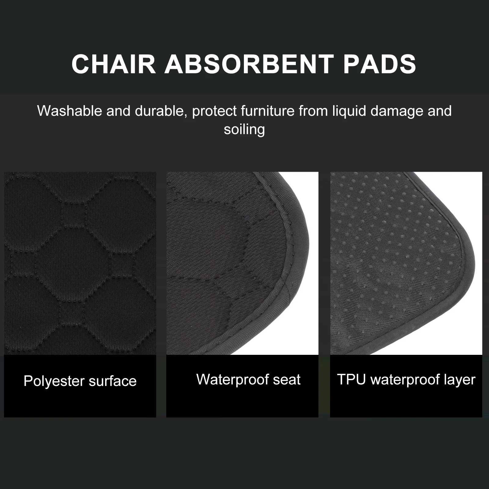 

Waterproof Washable Seat Cushion Pad For Car Chairs Elderly Wheelchair Black Non-Slip Reusable Chair Cushion Mat Urinary