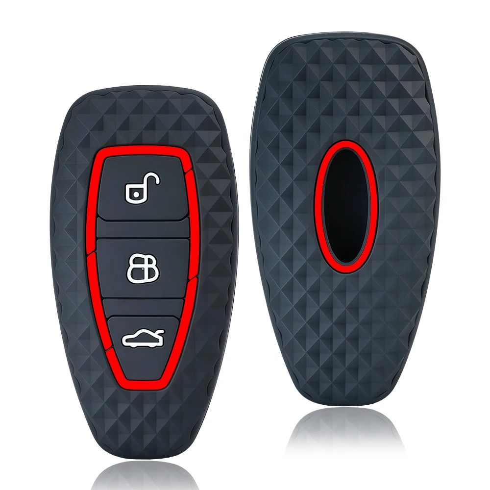 Car Key Pack for Ford ST Line Fiesta Focus Mondeo Ecosport Kuga Puma Edge Escape Metallic Silicone Car Key Fob Case Accessories