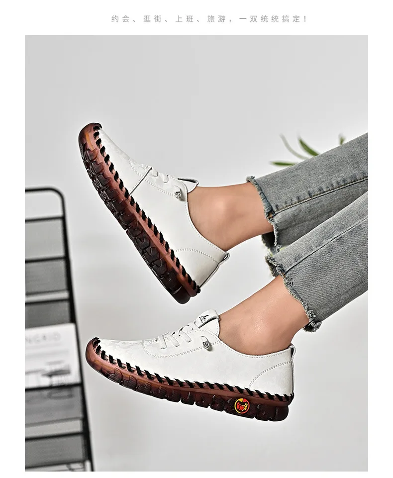New Unique Oxford Shoes 43 44 Women's Split Leather Loafers Woman Orthopedic Moccasins Mother Designer Laced Daily Walking Flats