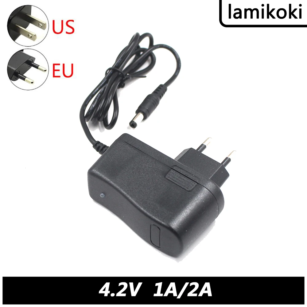 DC4.2V 1A 4.2V 2A Lithium Battery Charger 18650 Single String Lithium Battery Headlight Charger DC 4.0*1.7MM