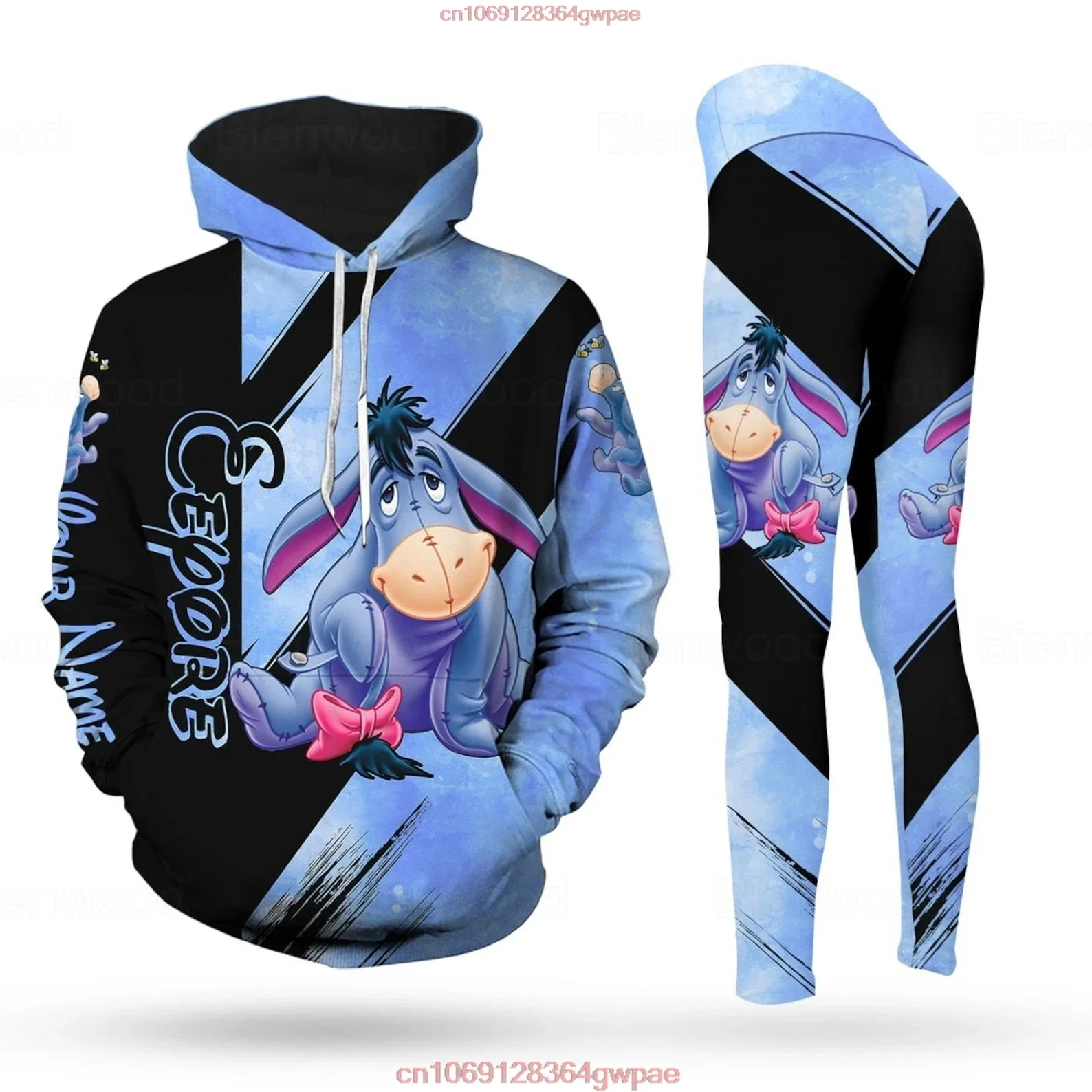 Diseny Eeyore Hoodie and Leggings Suit Women's Winnie the Pooh Hoodie Yoga Pants Sweatpants Fashion Tracksuit Set