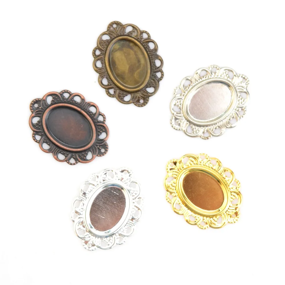 Free shipping 100Pcs Gold Plated Filigree Cabochon Setting Wraps Connectors Crafts Decoration DIY Embellishments 32x24mm J2862