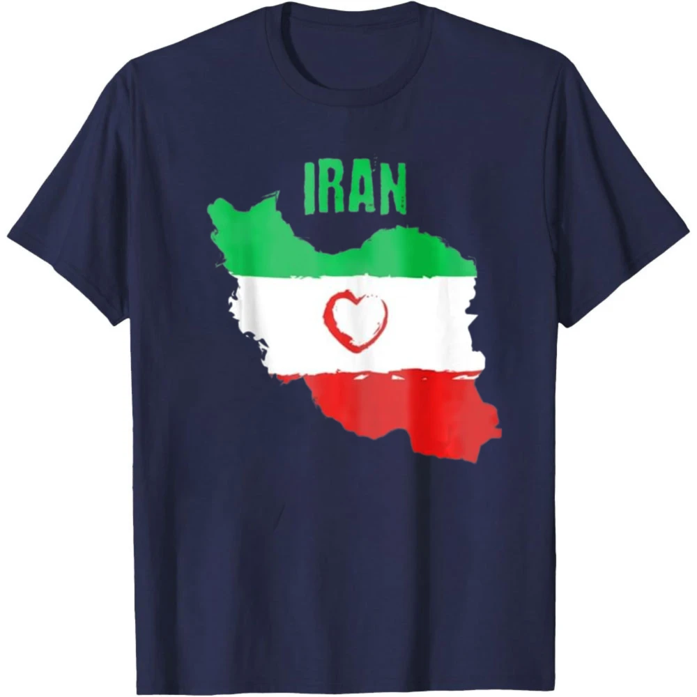Iran Heart Map Flag Printed Tshirt Iranian Persian T-Shirt Patriotism Men Women Daily Life Cotton Shirt O-neck Hot Sale Tops