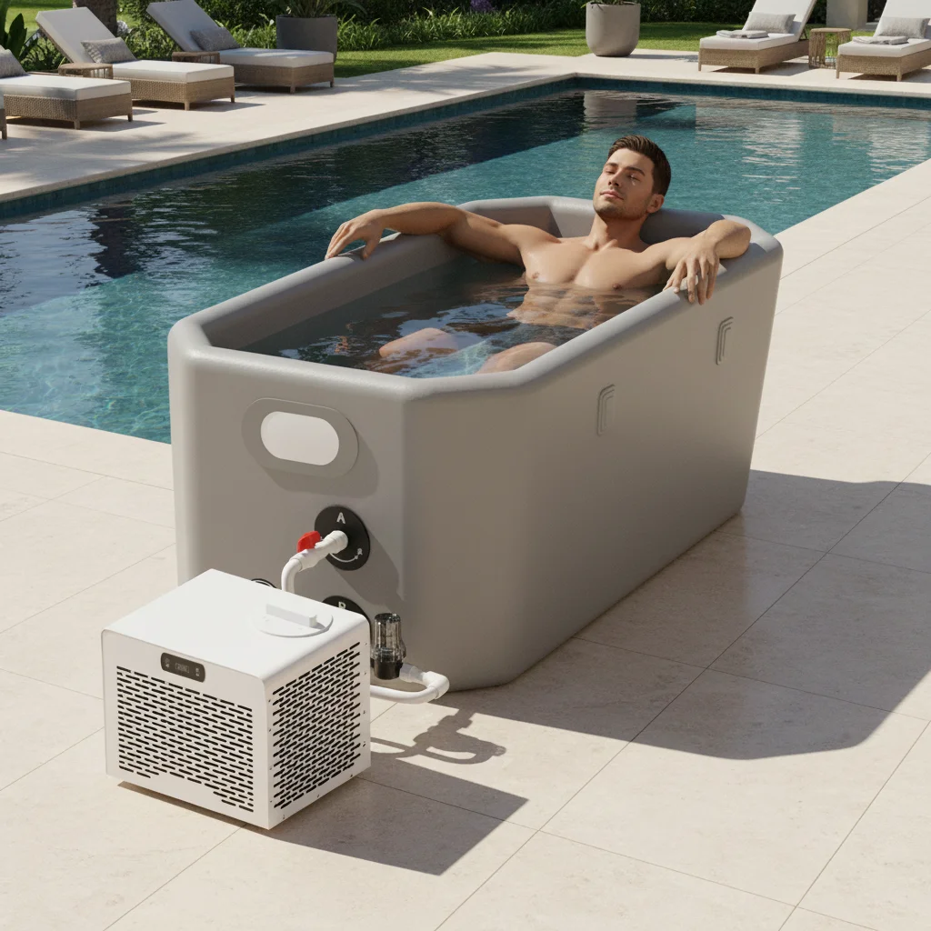 Foldable Cold Plunge Tub with Chiller and Filter Mini Chiller with Inflatable Ice Bath for Recovery