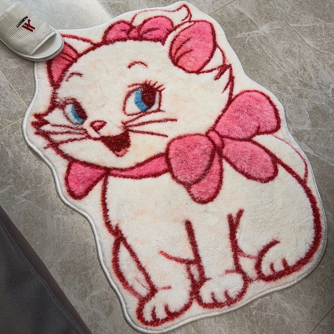 Marie Cat Rug Cartoon Cute Marie Cat Plush Rug for Girls Women Bedroom Bathroom Toilet Kitchen Doormat Home Decor
